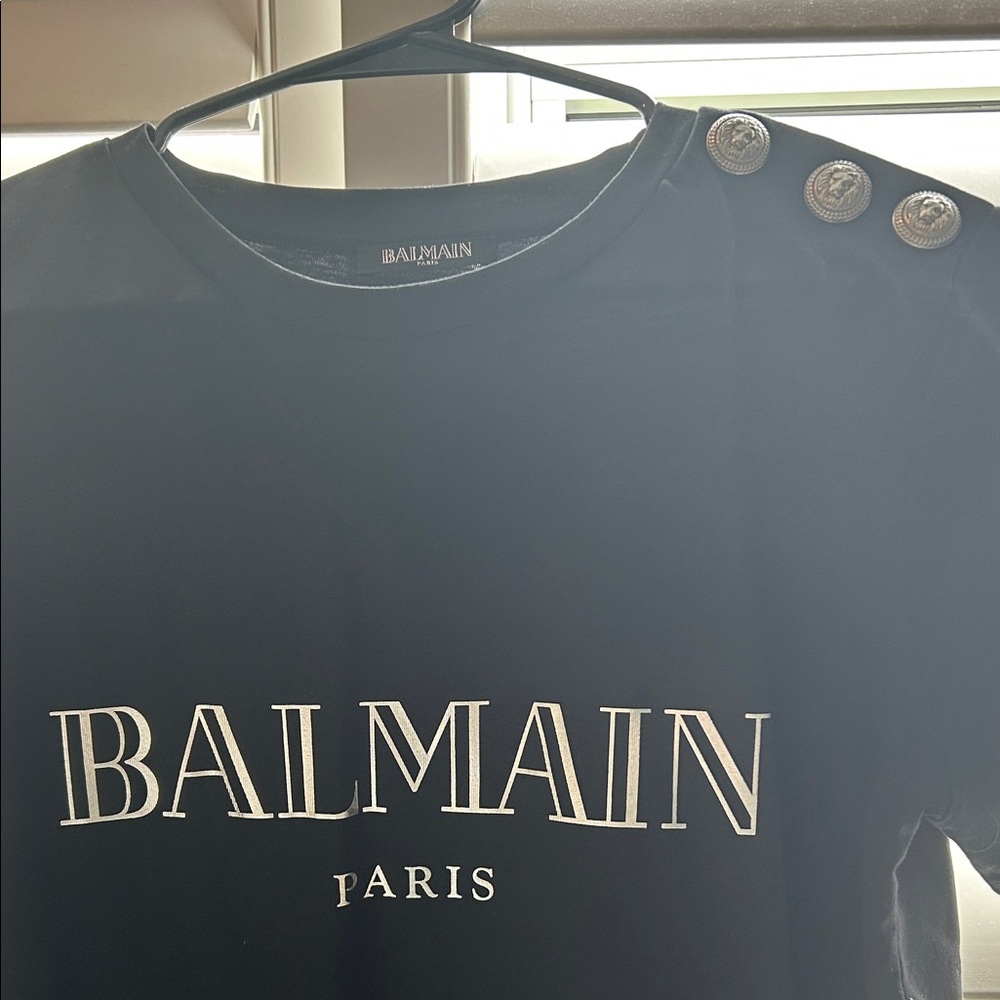 Balmain Black Tee with Silver Accents